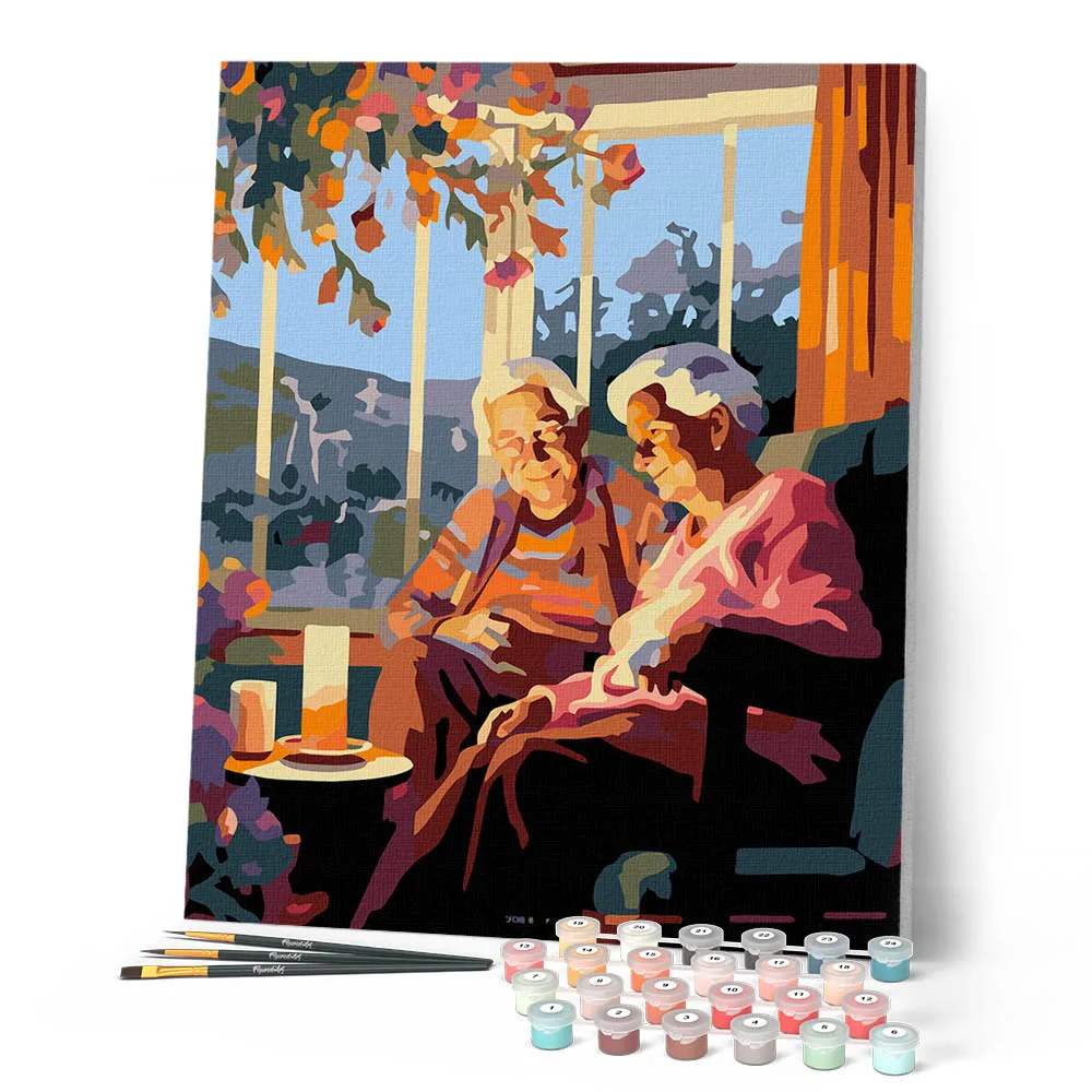 Figured'Art Avond op de veranda schilderen op nummer 40x50 cm romantisch
