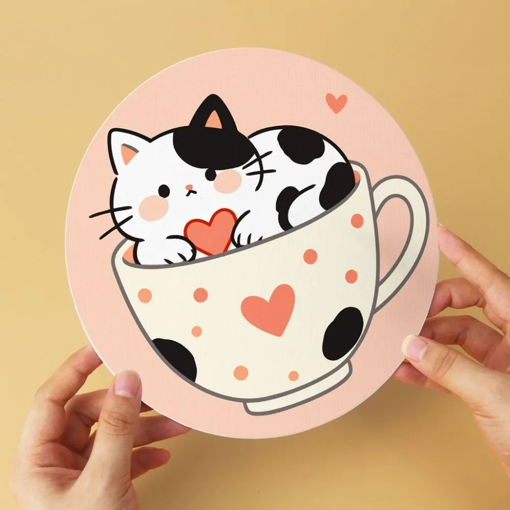 Figured'Art Mini Katten en theekopjes schilderen op nummer Ø20cm 6 stuks