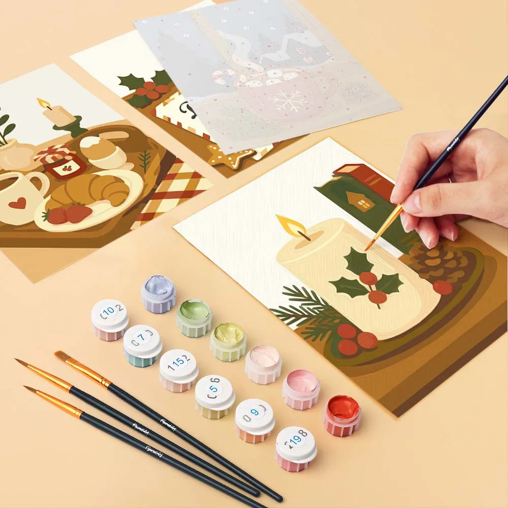 Figured'Art Mini Feestelijke Wintermomenten schilderen op nummer 6 stuks