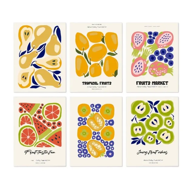 Figured'Art Mini Fruitige prints schilderen op nummer 15x20 6 stuks