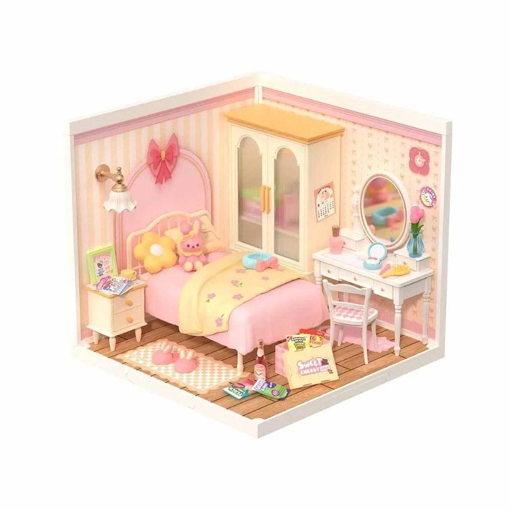 Figured'Art Lieve roze slaapkamer miniatuurhuisje 105-delig roze