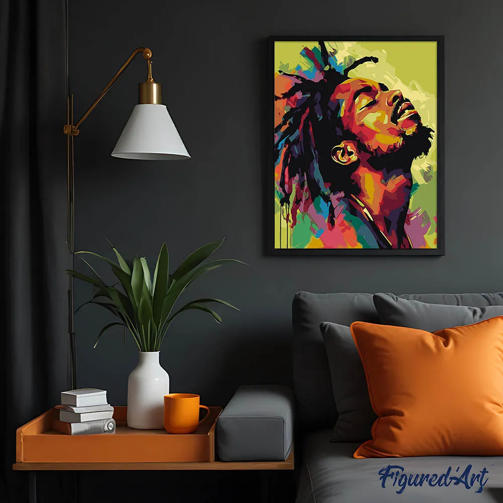 Figured'Art Reggae-man abstract schilderen op nummer 40x50 streetart