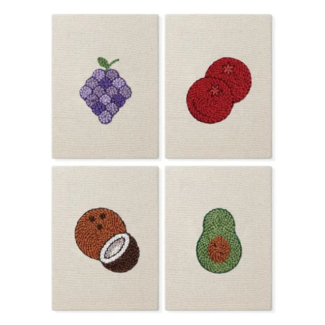 Figured'Art Fruitfeest 2 Punch Needle Set 4 Stuks met Frames