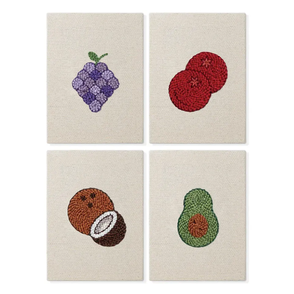 Figured'Art Fruitfeest 2 Punch Needle Set 4 Stuks met Frames