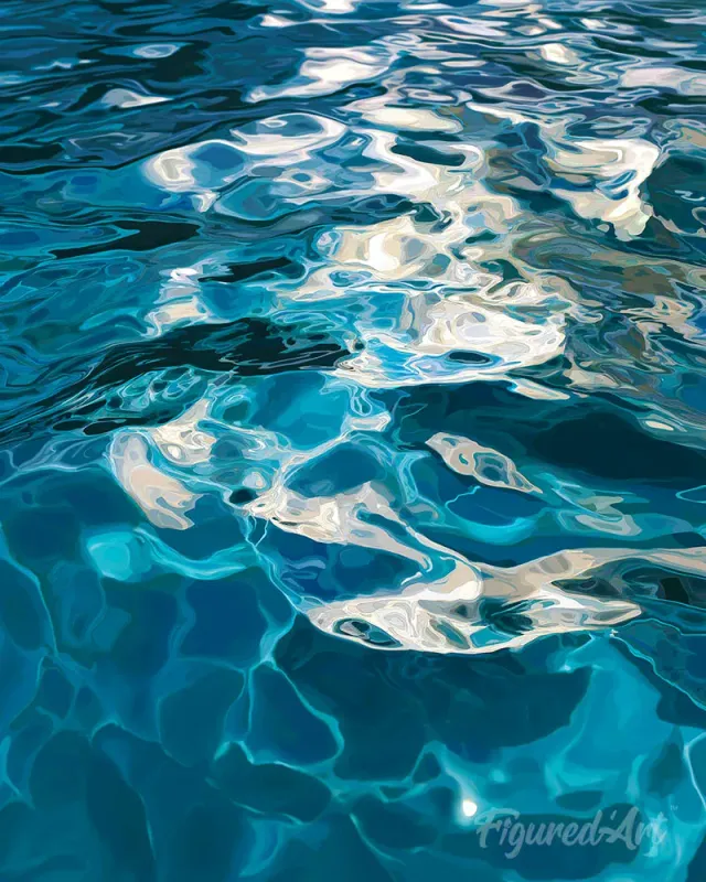 Figured'Art Kristalblauwe zonnegloed diamond painting 40x50 cm