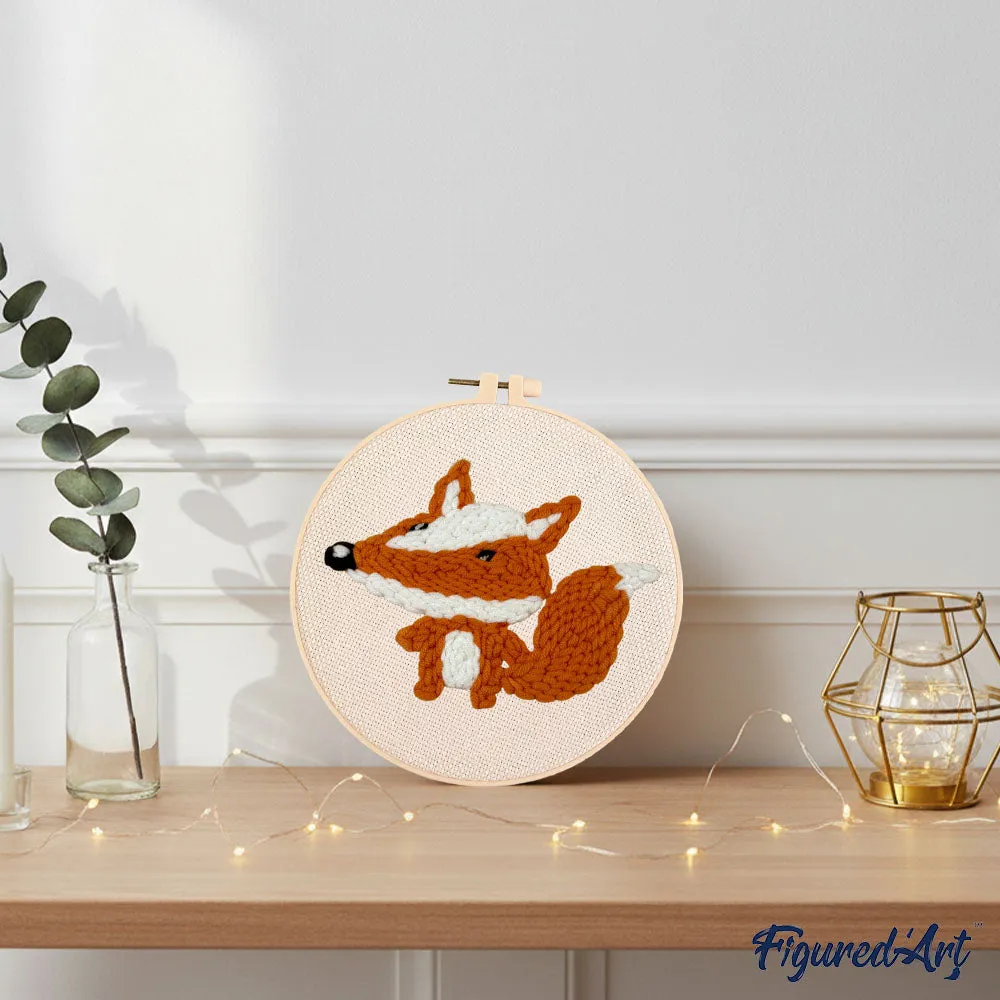 Figured'Art Schattige vos punch needle pakket 20 cm wol
