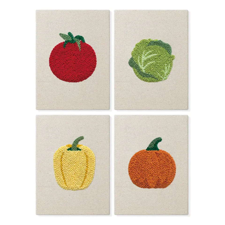 Figured'Art Verse Groenten punch needle set 4 frames katoen