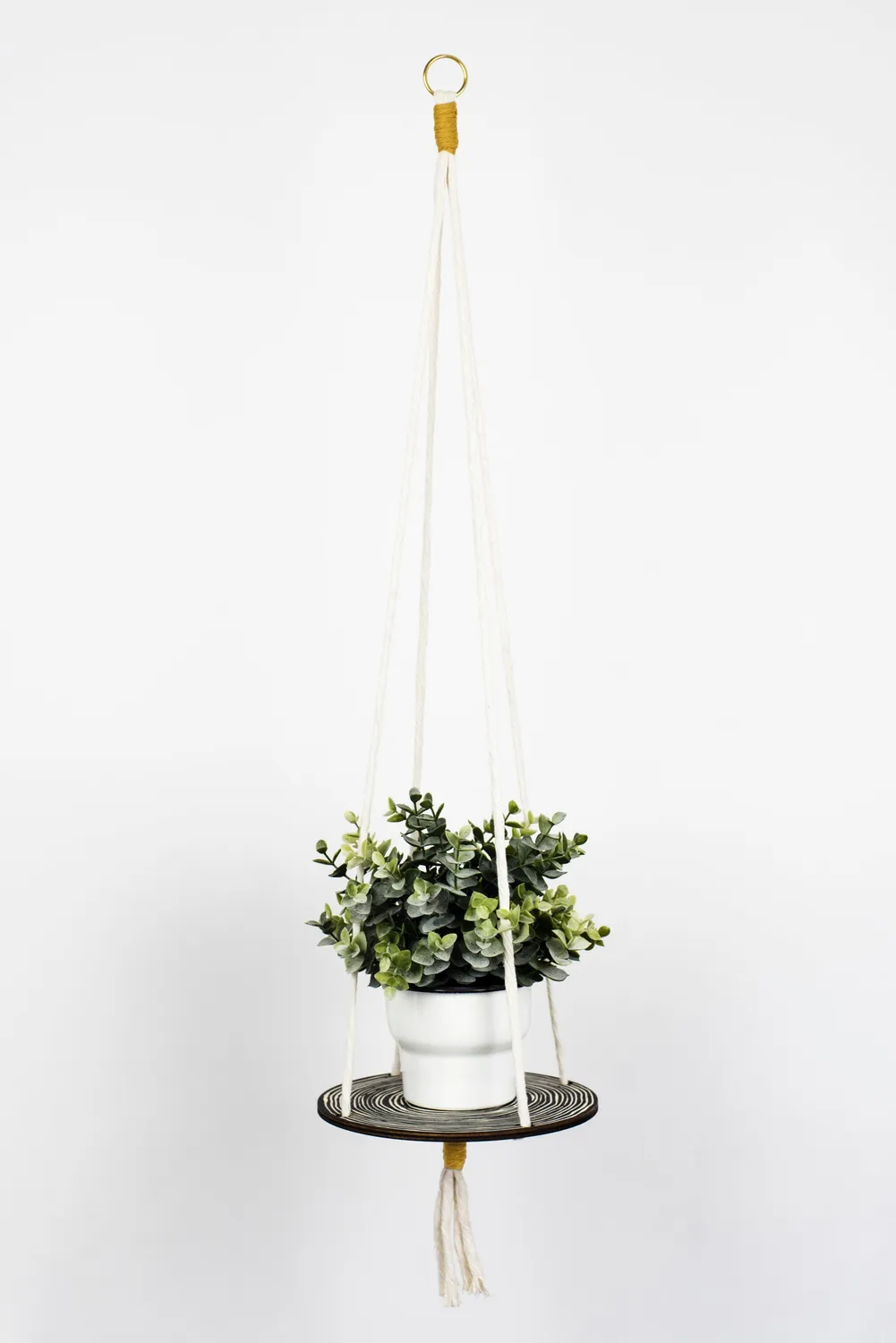 Studio Wald Plant Hanger hout 20 cm macramé 1 m