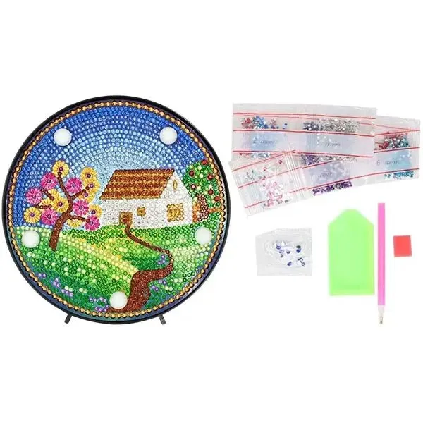 Figured'Art Huis diamond painting LED-lamp 15 cm warm licht