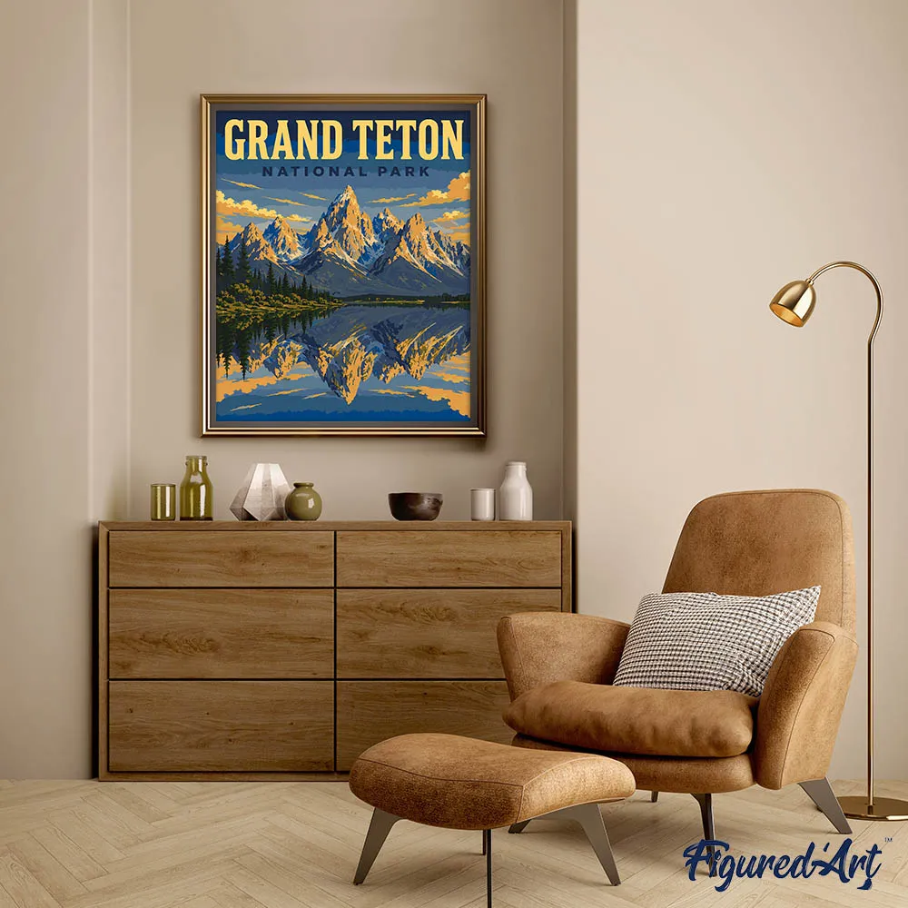 Figured'Art Grand Teton schilderen op nummer 40x50 cm bergen