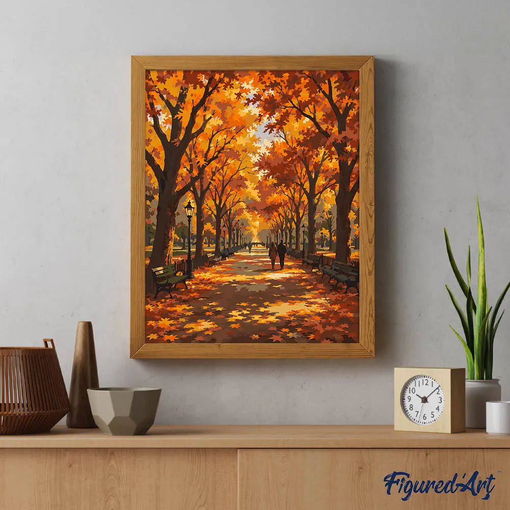 Figured'Art Literaire Wandeling in Central Park schilderen op nummer herfst