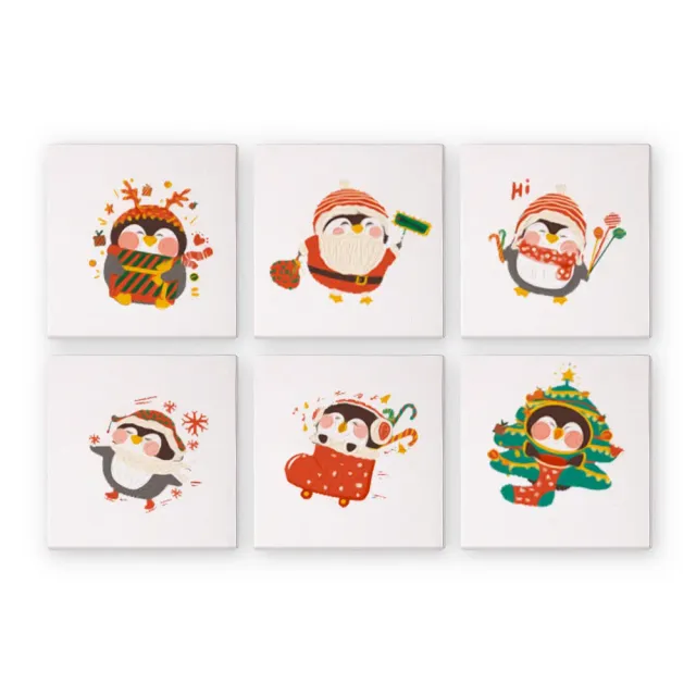 Figured'Art Kerst Winter Pinguïn mini schilderen op nummer 6 stuks