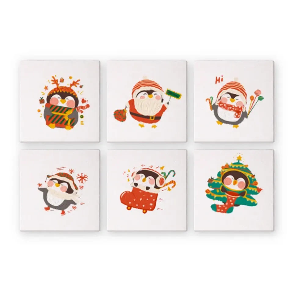Figured'Art Kerst Winter Pinguïn mini schilderen op nummer 6 stuks