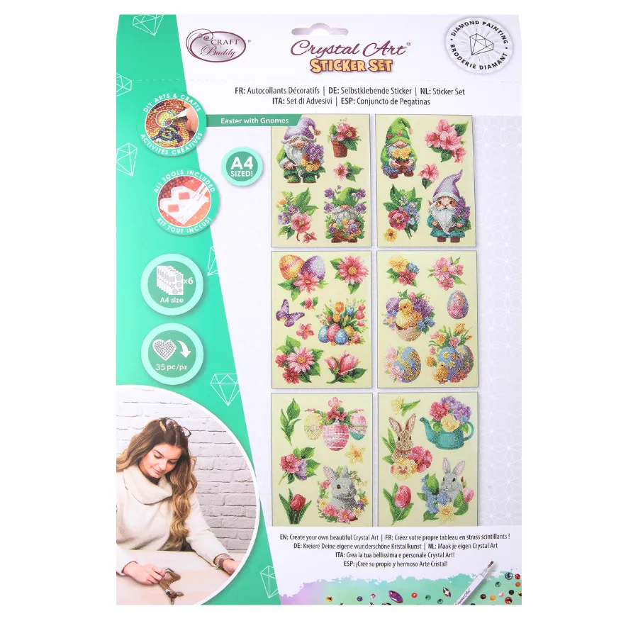Craft Buddy Crystal Art Easter With Gnomes stickers 35 stuks