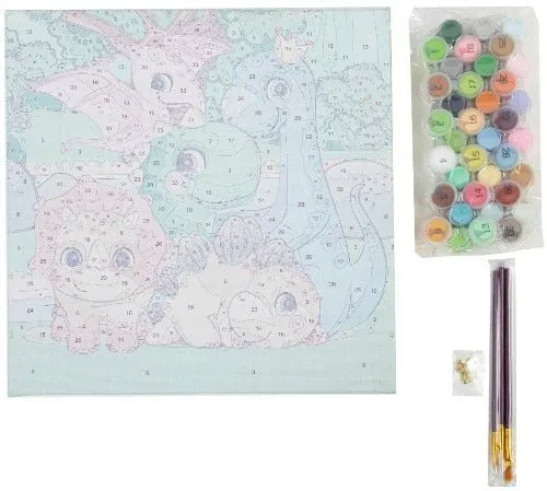 Craft Buddy Paint by Numb3rs Dinosaur Family canvas kit 30x30cm