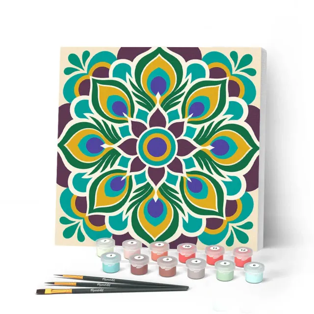 Figured'Art Pauwenmandala mini schilderen op nummer 20x20cm frame