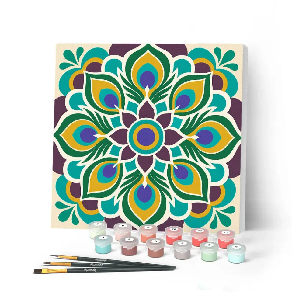 Figured'Art Pauwenmandala mini schilderen op nummer 20x20cm frame
