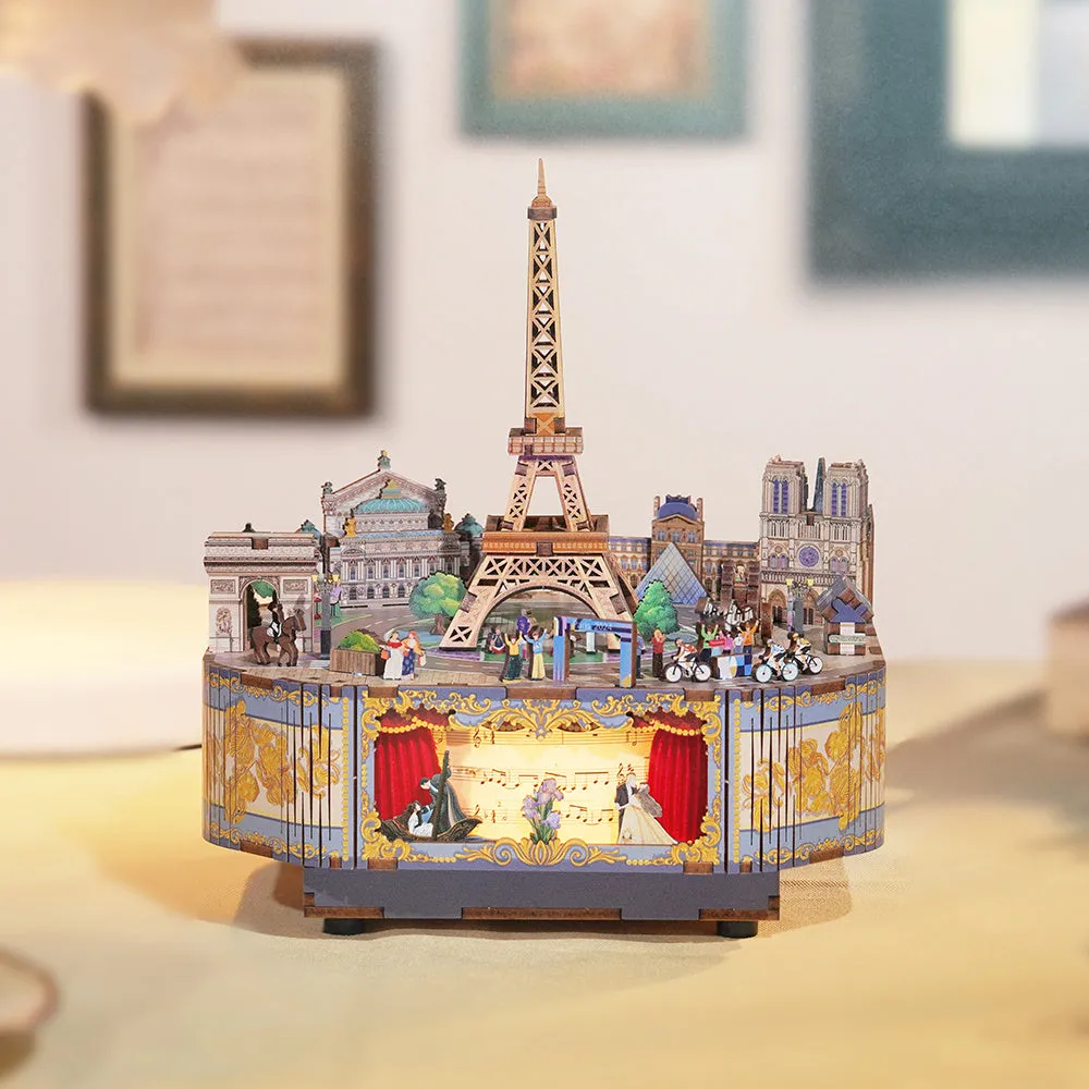 Figured'Art Romantisch Parijs 3D puzzel muziekdoos met LED