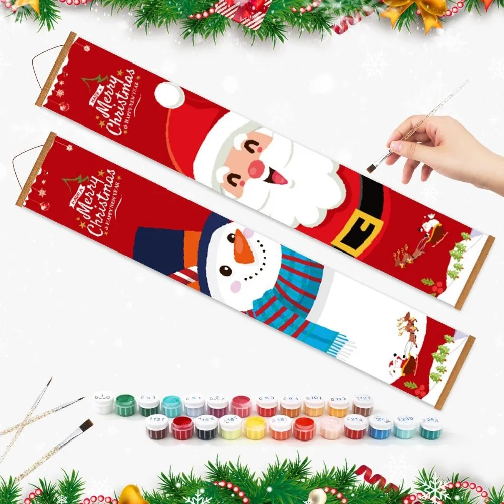 Figured'Art Gezellige Sneeuwman deur banner schilderen op nummer 20x120cm
