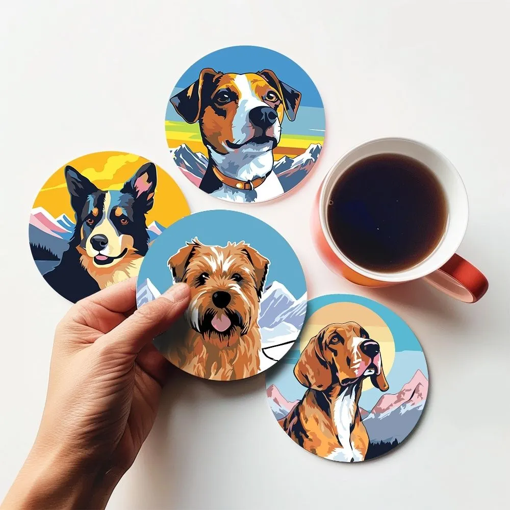 Figured'Art Schattige Honden schilderen op nummer onderzetters 6x 10cm