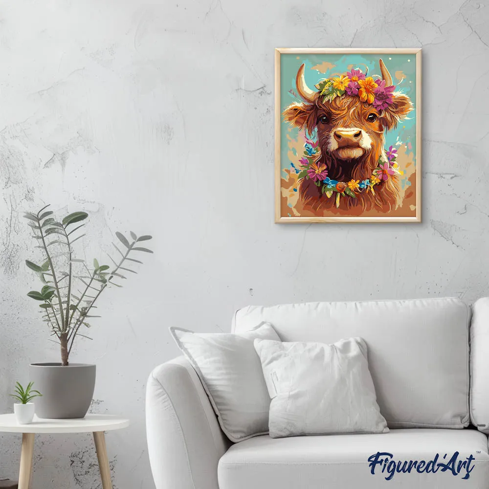 Figured'Art Schotse Hooglander Tuinkoningin schilderen op nummer 40x50