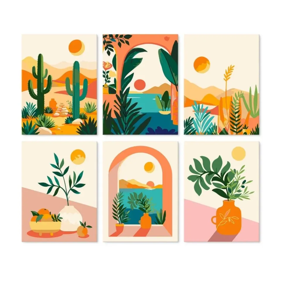 Figured'Art Mini Serie Warme zandstranden schilderen op nummer 15x20cm 6 stuks