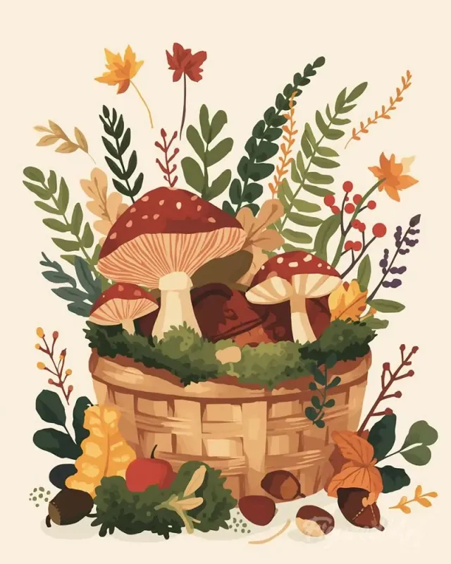 Figured'Art Oogst uit het bos schilderen op nummer 40x50cm herfst