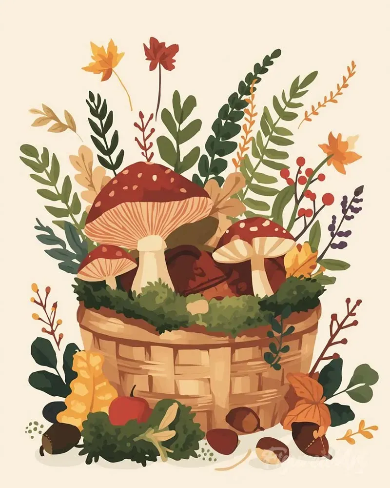 Figured'Art Oogst uit het bos schilderen op nummer 40x50cm herfst
