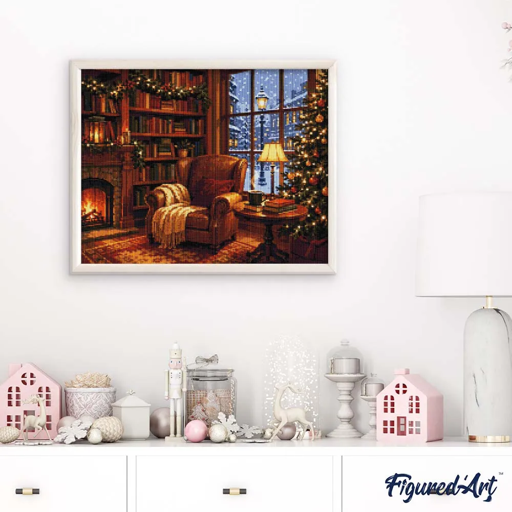 Figured'Art Kerst bij de open haard Diamond Painting 40x50 cm