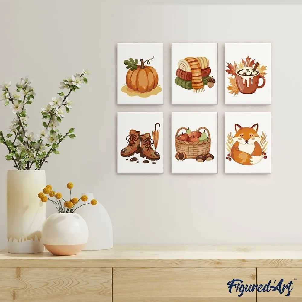 Figured'Art Herfst Hygge schilderen op nummer 15x20 6 stuks herfst