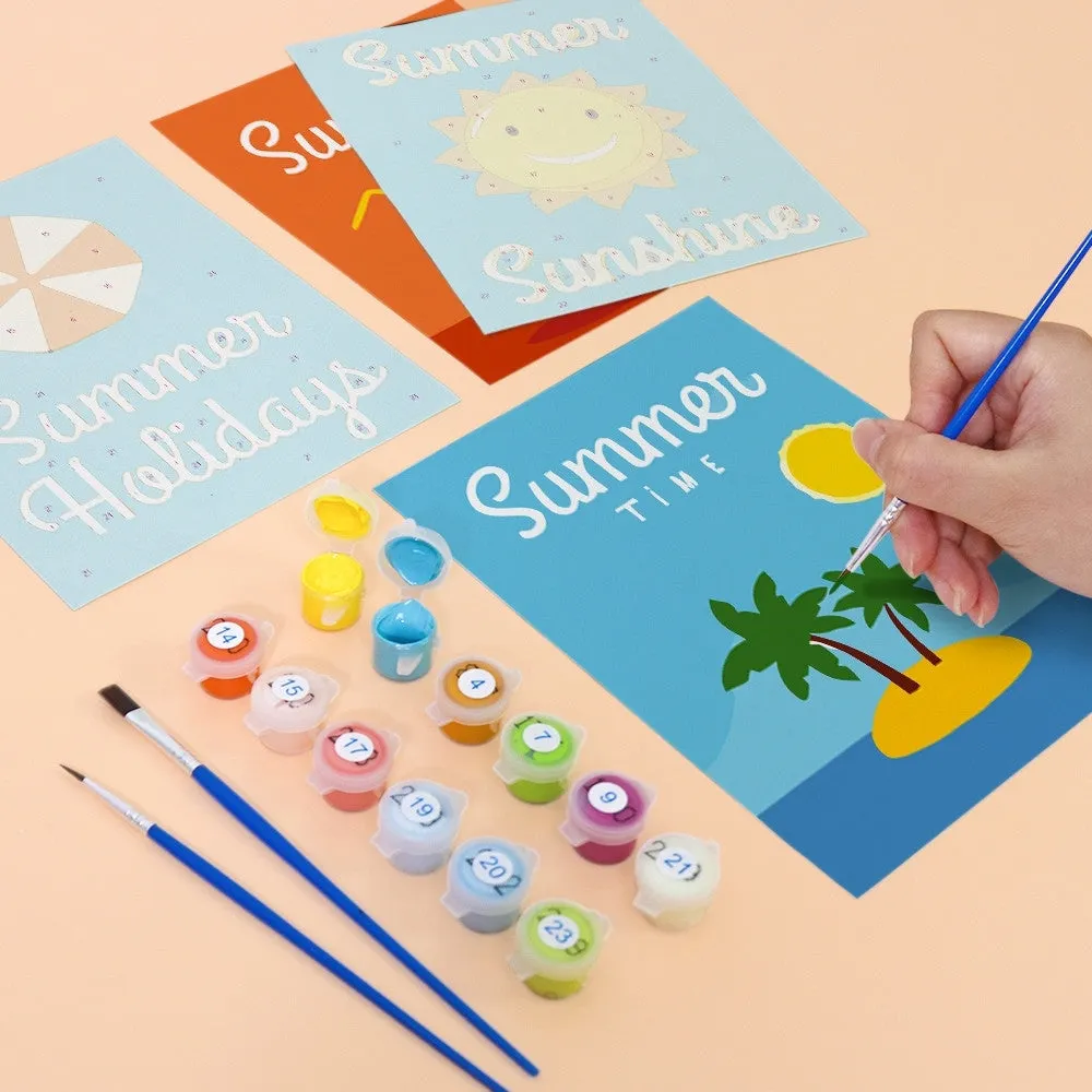 Figured'Art Mini schilderen op nummer Zomervakantie Posters 15x20cm 6st