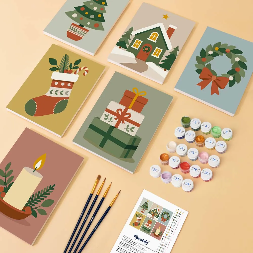 Figured'Art Kerstversieringen schilderen op nummer 15x20 cm 6x