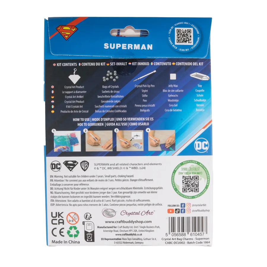 Craft Buddy Crystal Art Tashanger Superman 9x11cm diamond