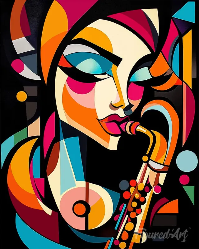 Figured'Art Gedurfd Abstract Sax Dame schilderen op nummer 40x50 cm eenvoudig