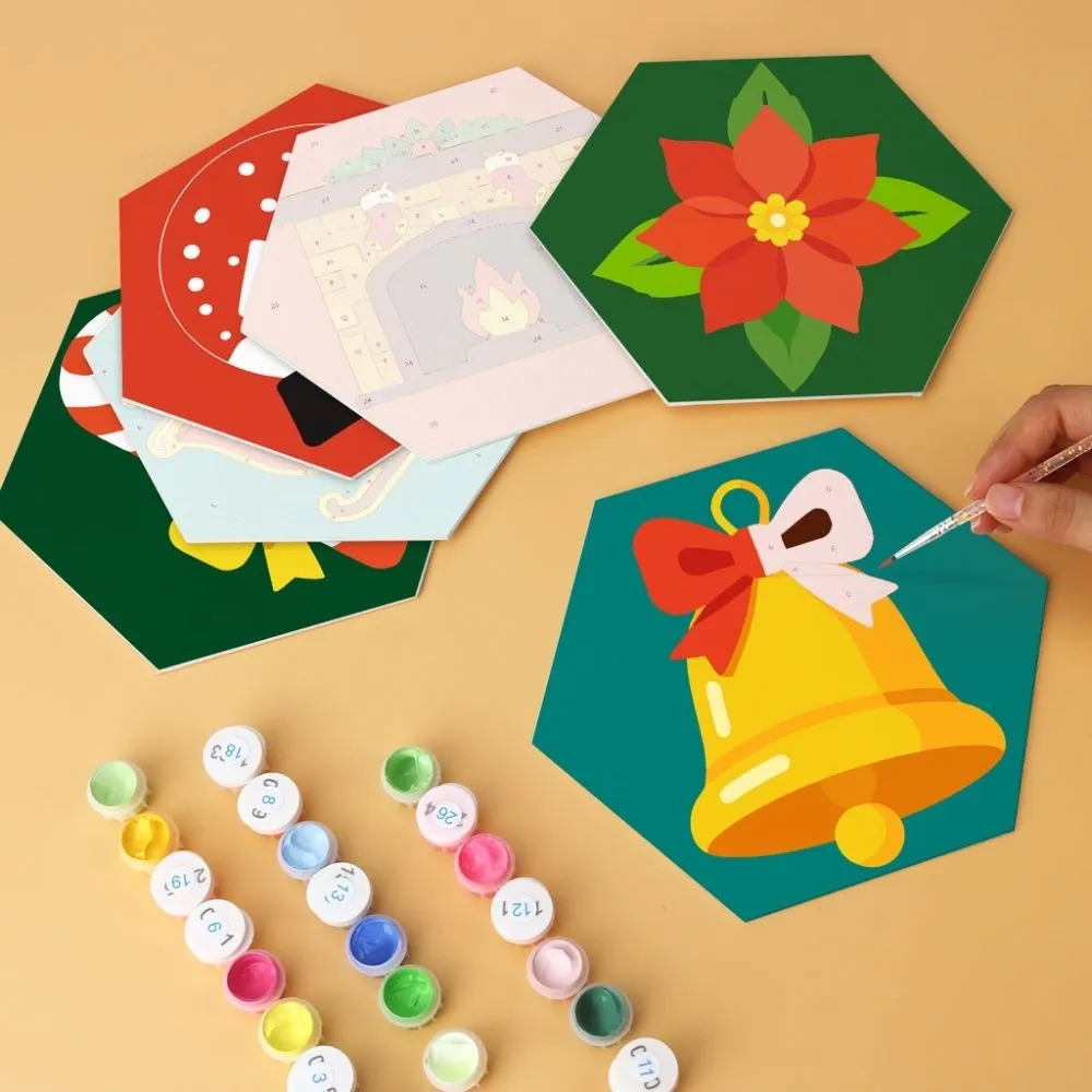 Figured'Art Mini Serie Zeshoeken schilderen op nummer 6 stuks kerst