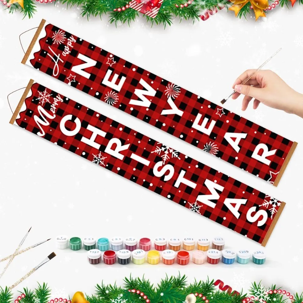 Figured'Art Gelukkig Nieuwjaar deur banner schilderen 20x120 cm