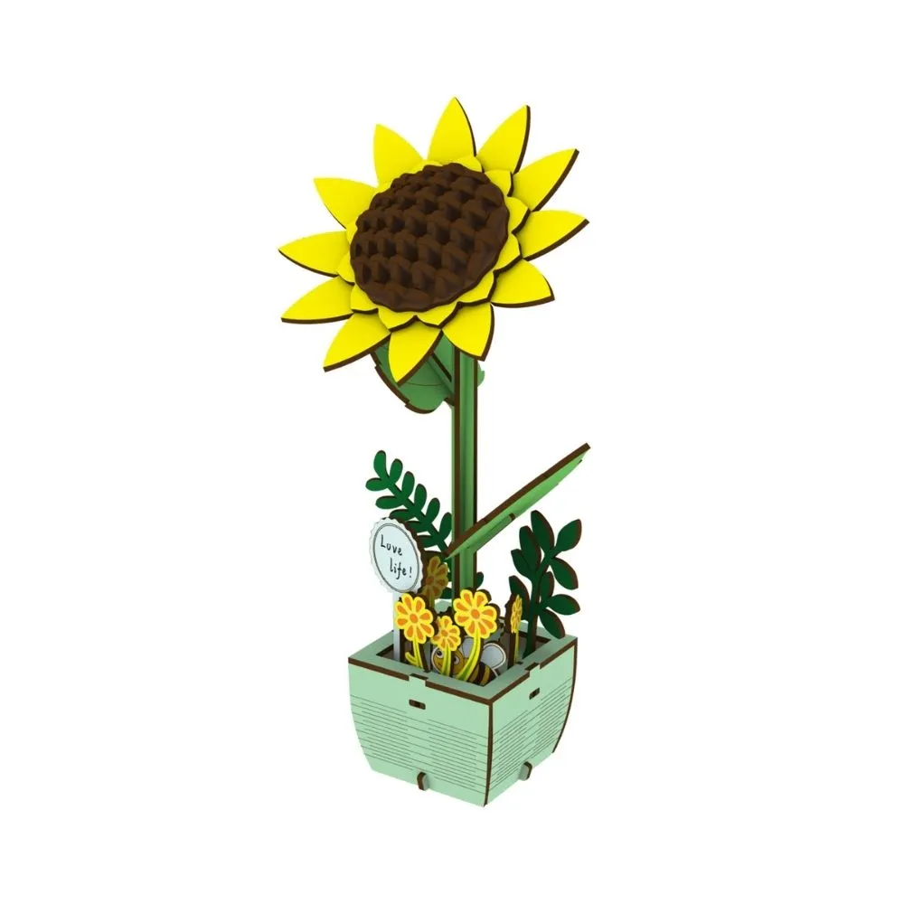 Figured'Art Prachtige Zonnebloem 3D Puzzel 74 Stukjes Hout
