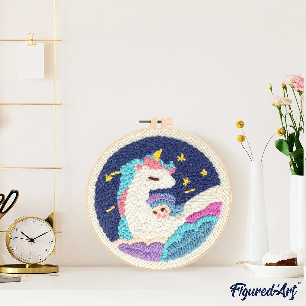 Figured'Art Eenhoorn en een baby punch needle pakket 20cm