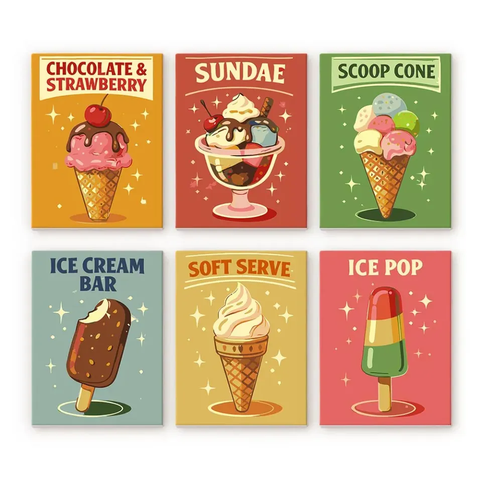 Figured'Art Vintage IJs schilderen op nummer 15x20 cm 6 stuks zomer
