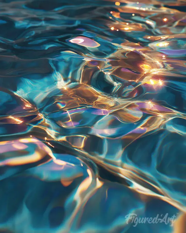 Figured'Art Gouden lichtbrekingen schilderen op nummer 40x50cm zee