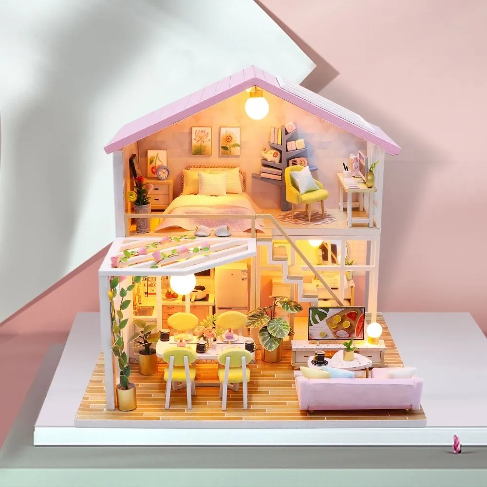 Figured'Art Aangenaam Moment miniatuurhuisje roze met led