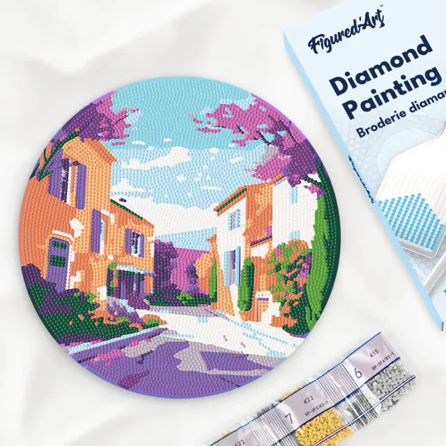 Figured'Art Provence Lente diamond painting houten schijf 30cm rond