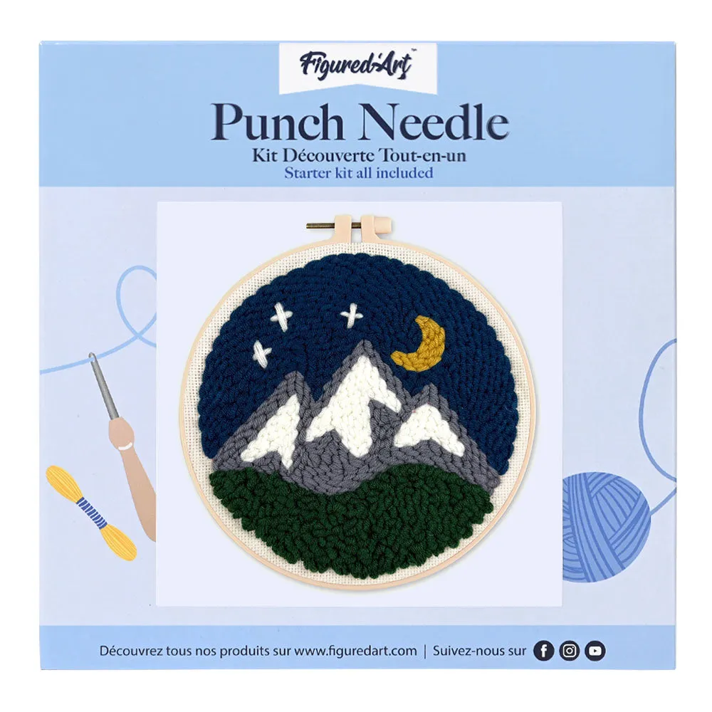 Figured'Art Bergen in de Nacht punch needle pakket 20x20 cm wol