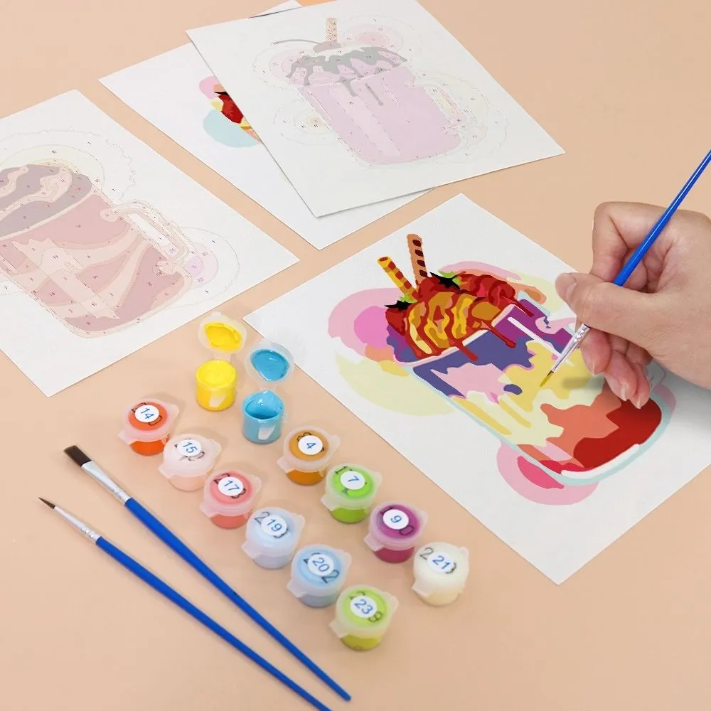 Figured'Art Kleurrijke Milkshakes mini schilderen op nummer 6 stuks