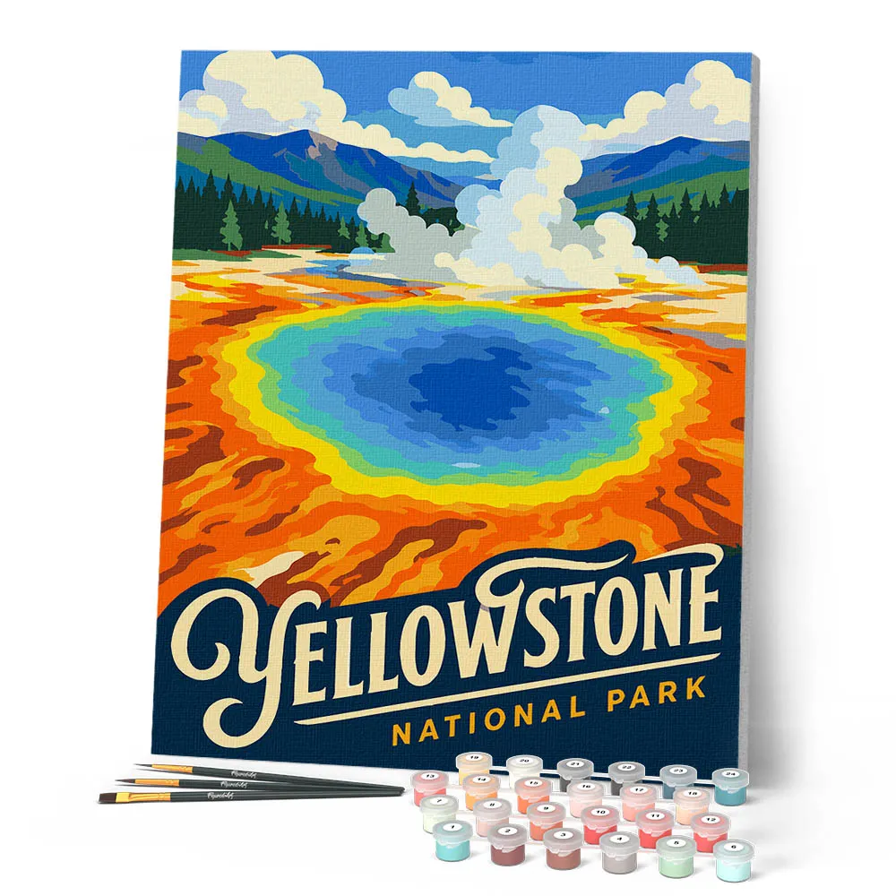 Figured'Art Yellowstone Grand Prismatic Spring schilderen op nummer 40x50 cm