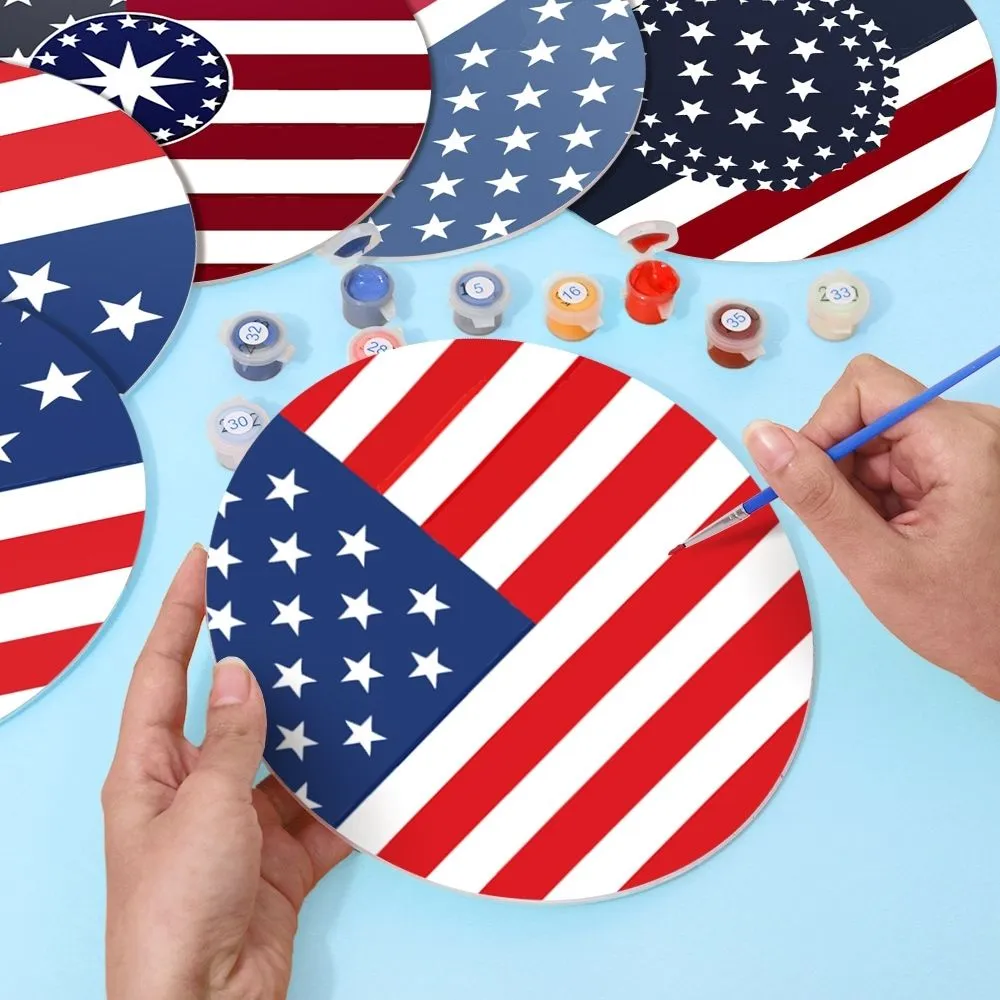 Figured'Art Amerikaanse Vlag schilderen op nummer placemats 6 stuks 20 cm