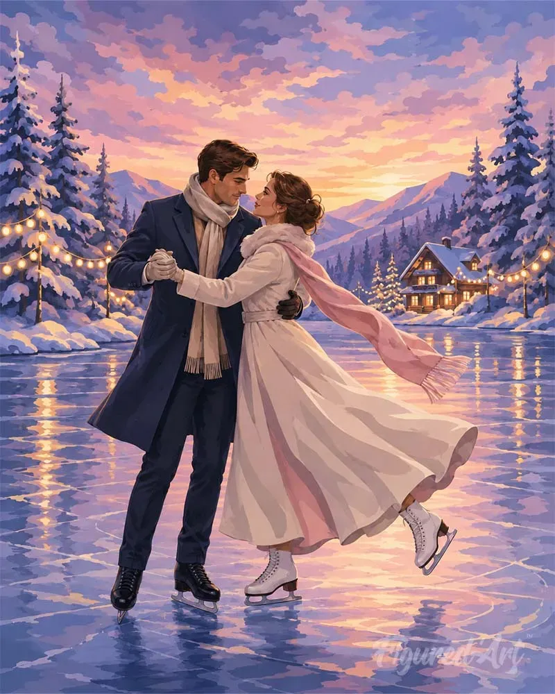Figured'Art Winterliefde Diamond Painting Full Drill Winter Kerst