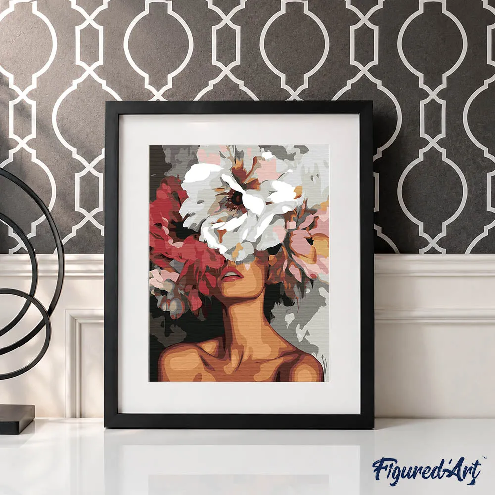 Figured'Art Schoonheid achter Bloemen schilderen op nummer cadeauset