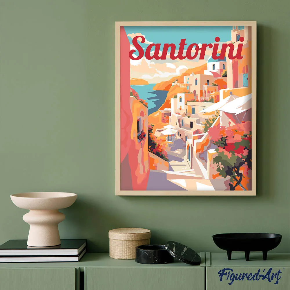 Figured'Art Santorini kliffen schilderen op nummer 40x50 cm
