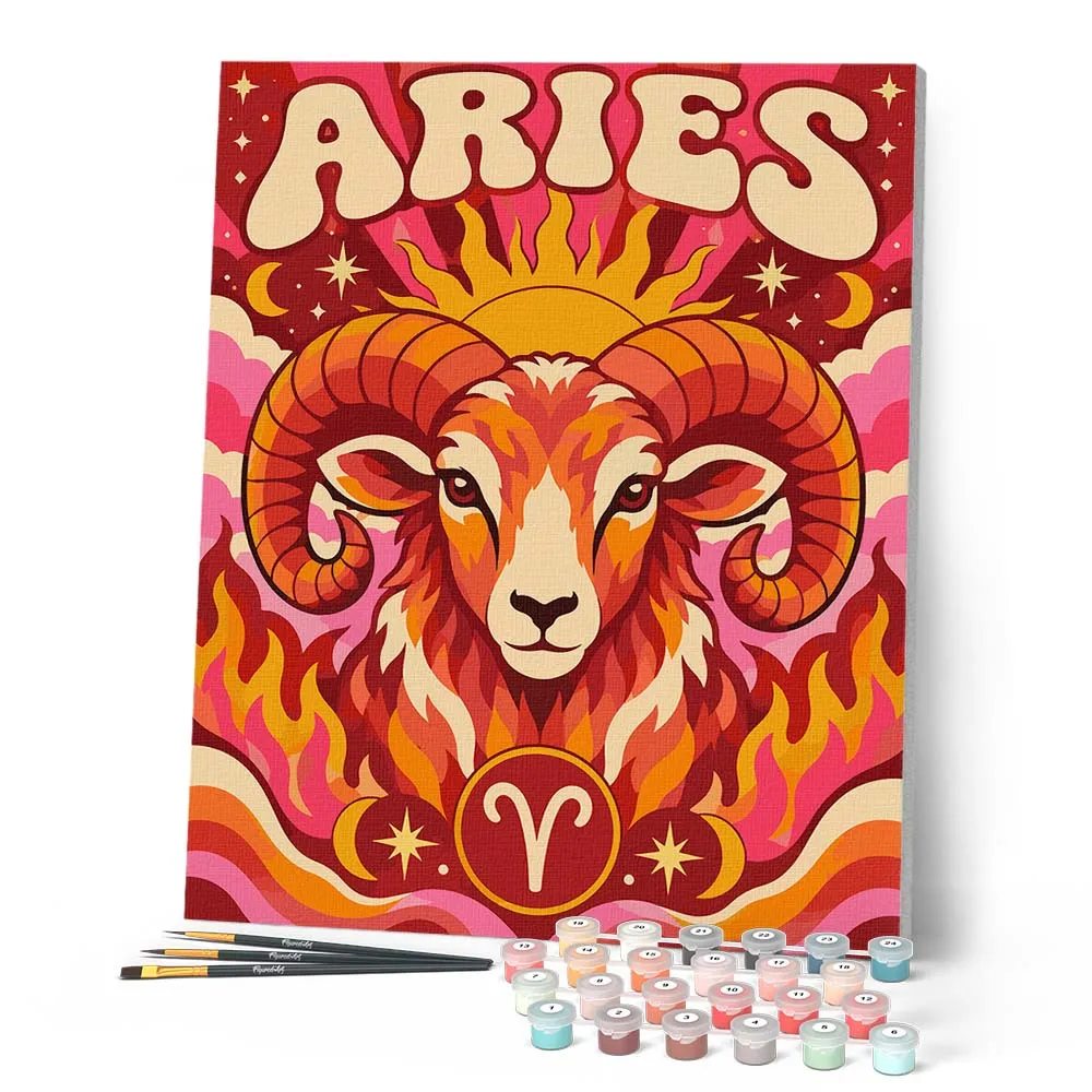 Figured'Art Retro Sterrenbeeld Ram schilderij op nummer 40x50cm eenvoudig